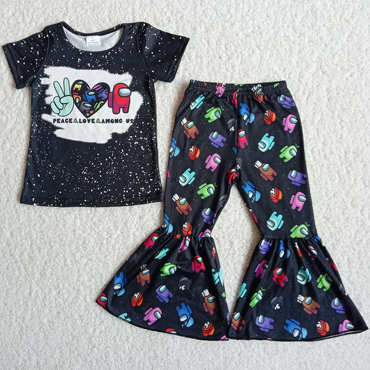 Girls Clothing Sets Fashion Kids Clothes Girls Bell Bottom Outfits A14-16