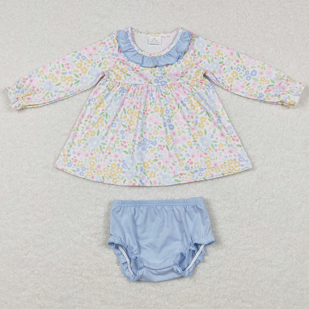 Flower Print Baby Girls Clothes Long Sleeve Bummies Sets GBO0193