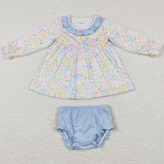 Flower Print Baby Girls Clothes Long Sleeve Bummies Sets GBO0193