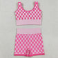 Adult Women Clothes Sleeveless Pink Plaid Vests Top Short Sets GSSO2704 9.1