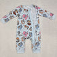 Baby Infant Boys Rompers Blue Cute Dogs Cartoon Zip Rompers LR2062