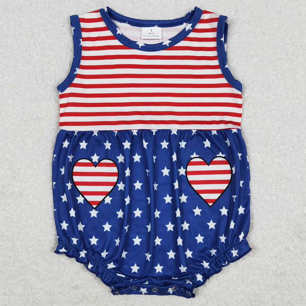 Infant Baby Girls Rompers 4th Of July Stars Sleeveless Rompers SR1444