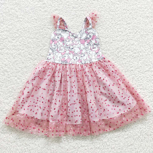 Baby Girls Dress Cat Pink Tutu Knee Length Dresses GSD0360