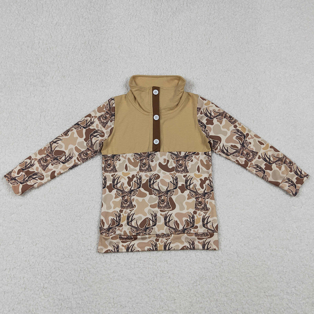 Baby Boys Clothes Tops Khaki Camo Deer Button Hunting Pullovers Top BT1338 11.1