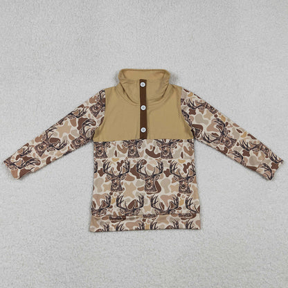 Baby Boys Clothes Tops Khaki Camo Deer Button Hunting Pullovers Top BT1338 11.1