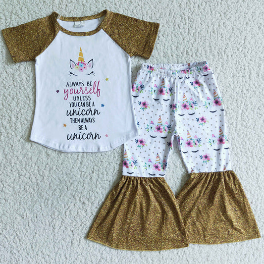 Cute Girls Clothing Short Sleeve Bell Pants Set C0-22