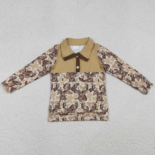 Baby Boys Clothes Tops Khaki Camo Deer Button Hunting Pullovers Top BT1338 11.1