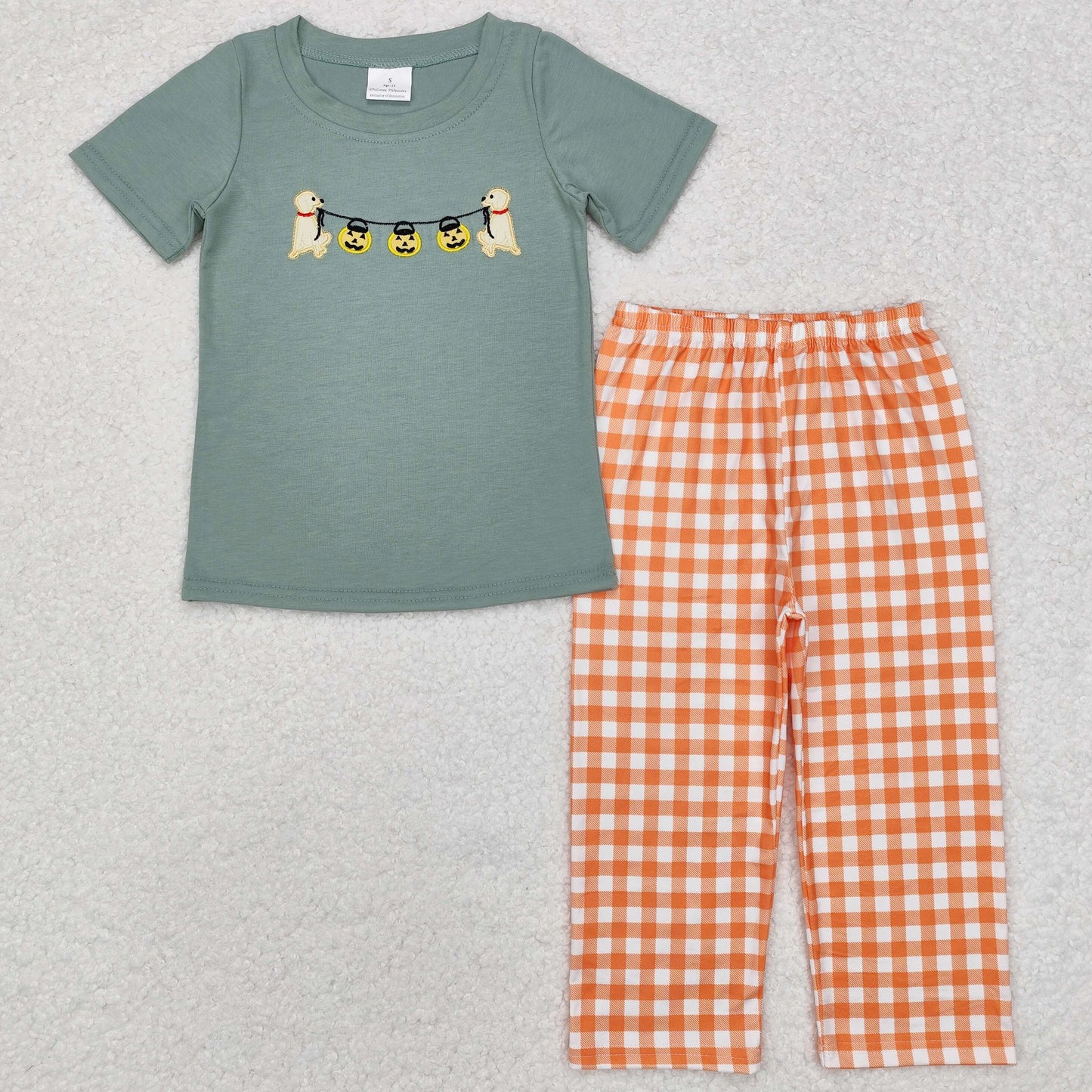 Baby Boys Clothes Halloween Dogs Pumpkin Embroidery Tops Pants Clothes Sets BSPO0405