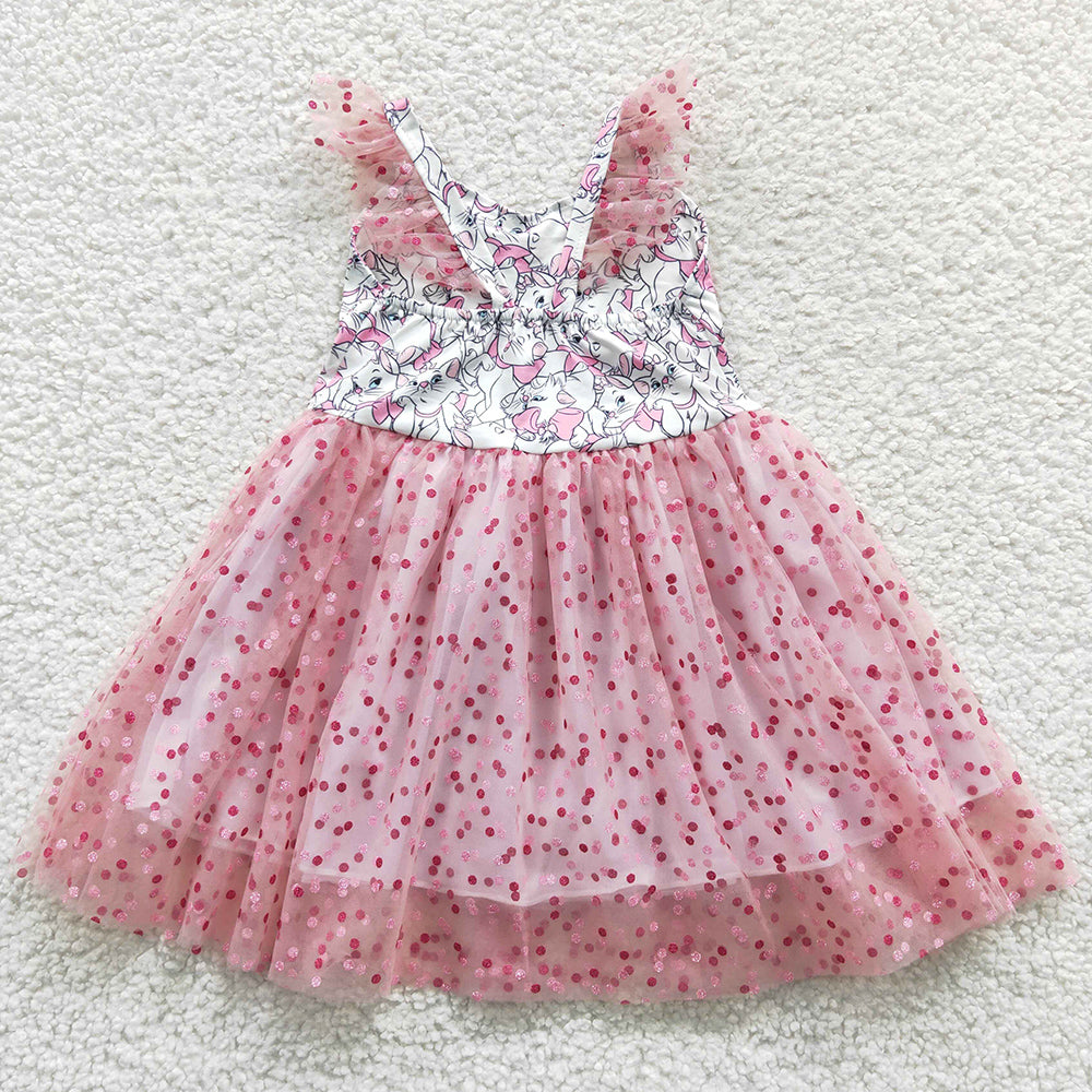 Baby Girls Dress Cat Pink Tutu Knee Length Dresses GSD0360