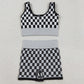 Adult Women Clothes Sleeveless Black Plaid Vests Top Short Sets GSSO2703 9.1