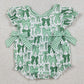 Baby Girls Bubbles Green Clovers St Patrick Bows Ruffle Rompers SR3305 12.10
