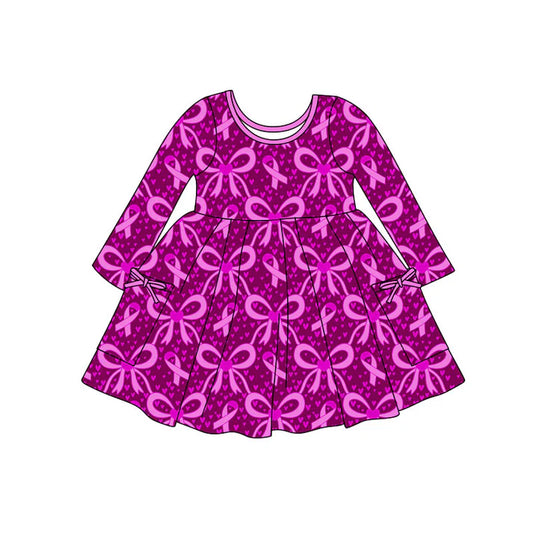 Preorder(moq 5) Baby Girls Hot Pink Bows Hearts Pockets Valentine Knee Length Dresses 11.4