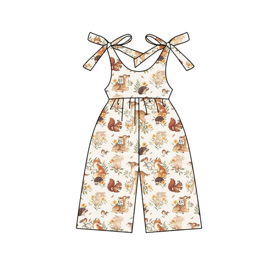 Preorder (moq 5)Baby Girls Strap Deer Rabbits Floral Jumpsuits 4.24