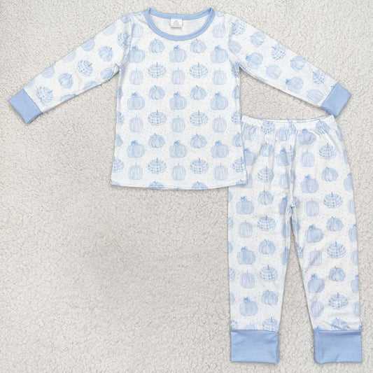 Baby Boys Pajamas Blue Pumpkin Top Pants Bamboo Pajamas Clothes Sets BLP0469