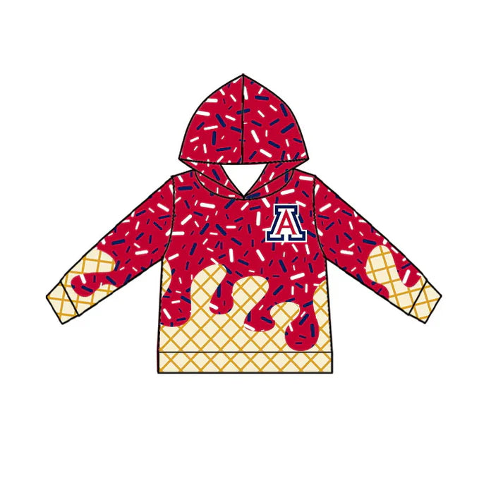 Preorder(moq 5) A red ice cream sprinkle toddler kids team hoodie 8.19