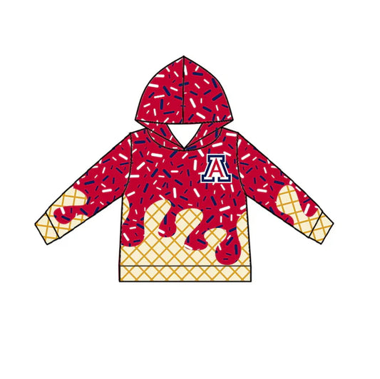 Preorder(moq 5) A red ice cream sprinkle toddler kids team hoodie 8.19