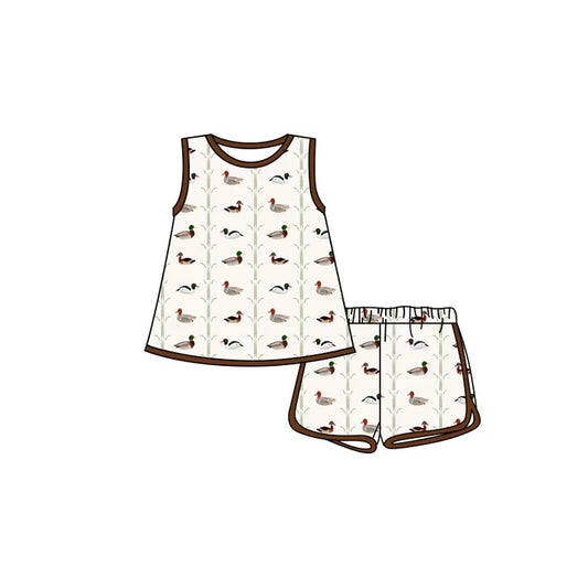 Preorder moq 5 Baby Girls Sleeveless Ducks Tunic Short Set 4.19