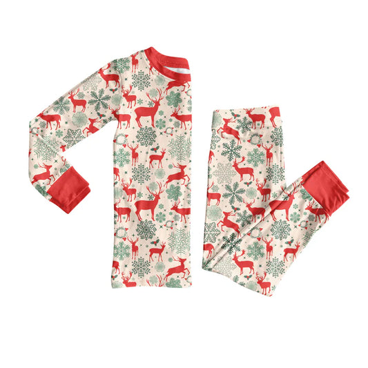 Preorder(moq 5) Baby Boys Christmas Deer Snowflake Top Pants Lounge Wear Pajamas Sets 8.7