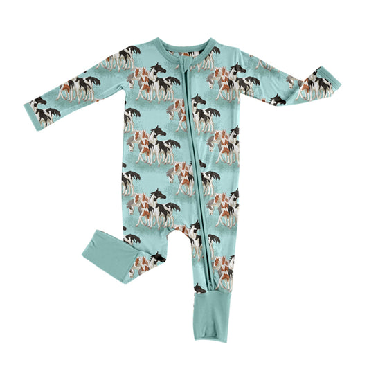 Baby Infant Boys Rompers Western Horses Zip Rompers Preorder MOQ 5