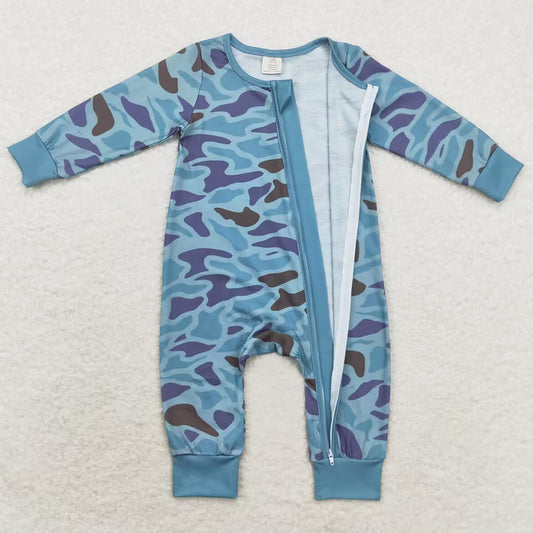 Baby Infant Boys Rompers Green Camo Zip Bamboo Rompers LR1462