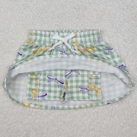 Baby Girls Skirts Mardi Gras Checkered Bows Skort Skirts GLK0036