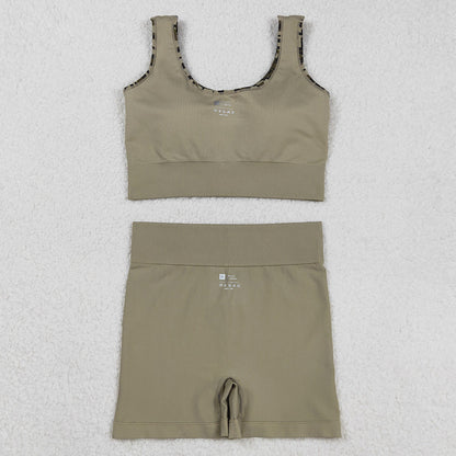 Adult Women Clothes Sleeveless Camo Plaid Vests Top Short Sets GSSO2701 9.1