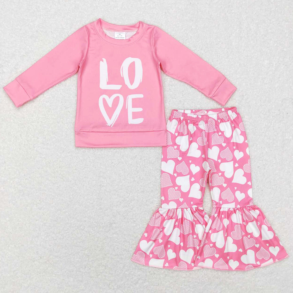 Baby Girls Clothes Love Valentines Long Sleeve Shirt Pants Sets GLP0867