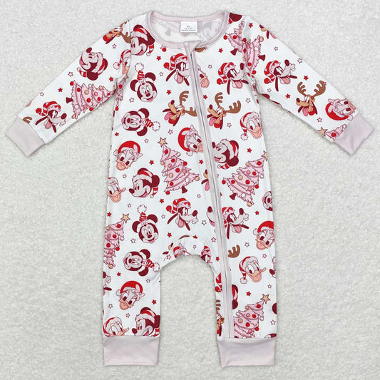 Baby Infant Girls Rompers Christmas Trees Cartoon Bamboo Zip Rompers LR1510