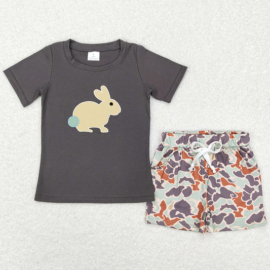 Baby Boys Clothes Easter Rabbit Tee Shirts Tops Camo Shorts Sets BSSO0297