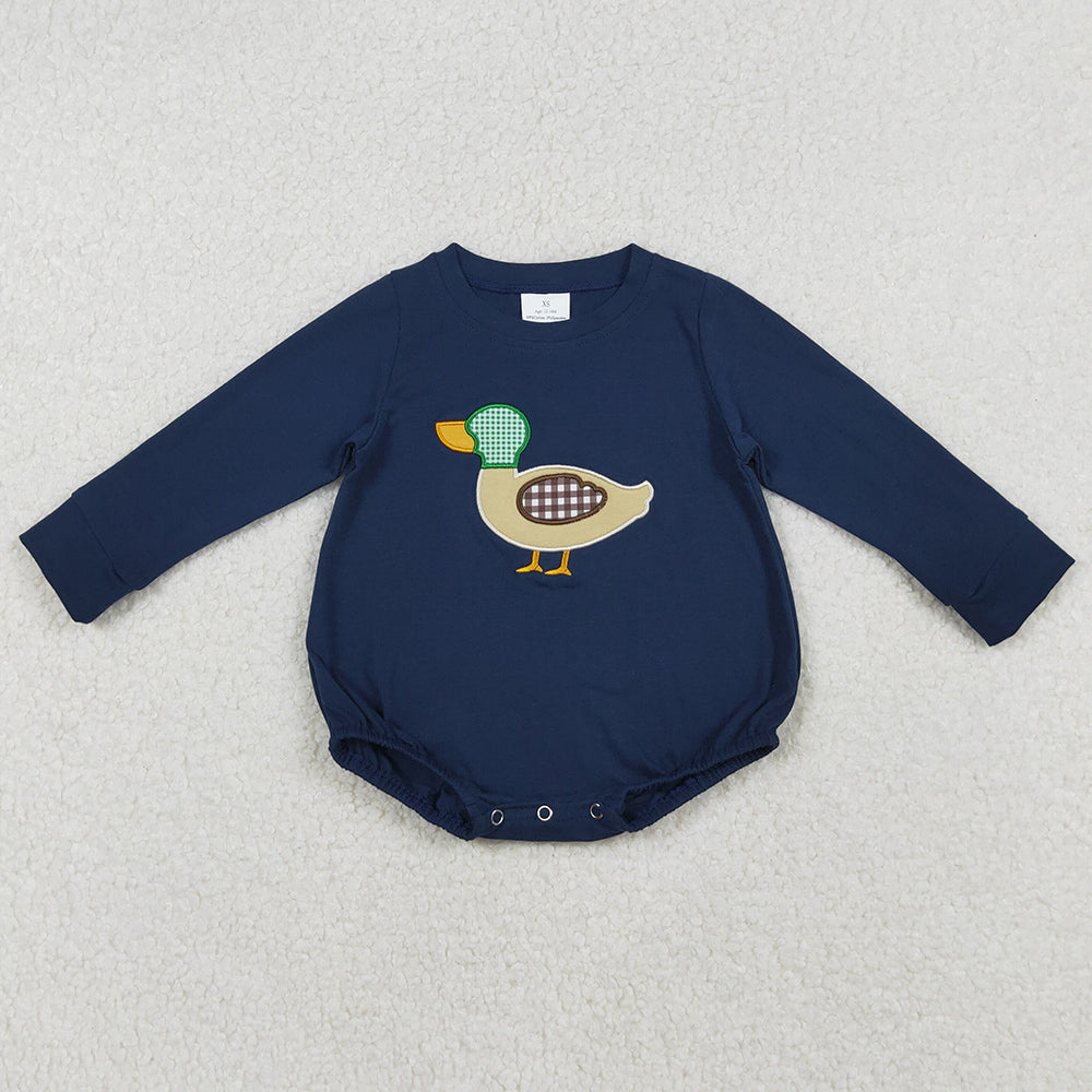 Baby Boys Rompers Navy Fall Mallard Ducks Embroidery Long Sleeve Rompers LR2436 9.6