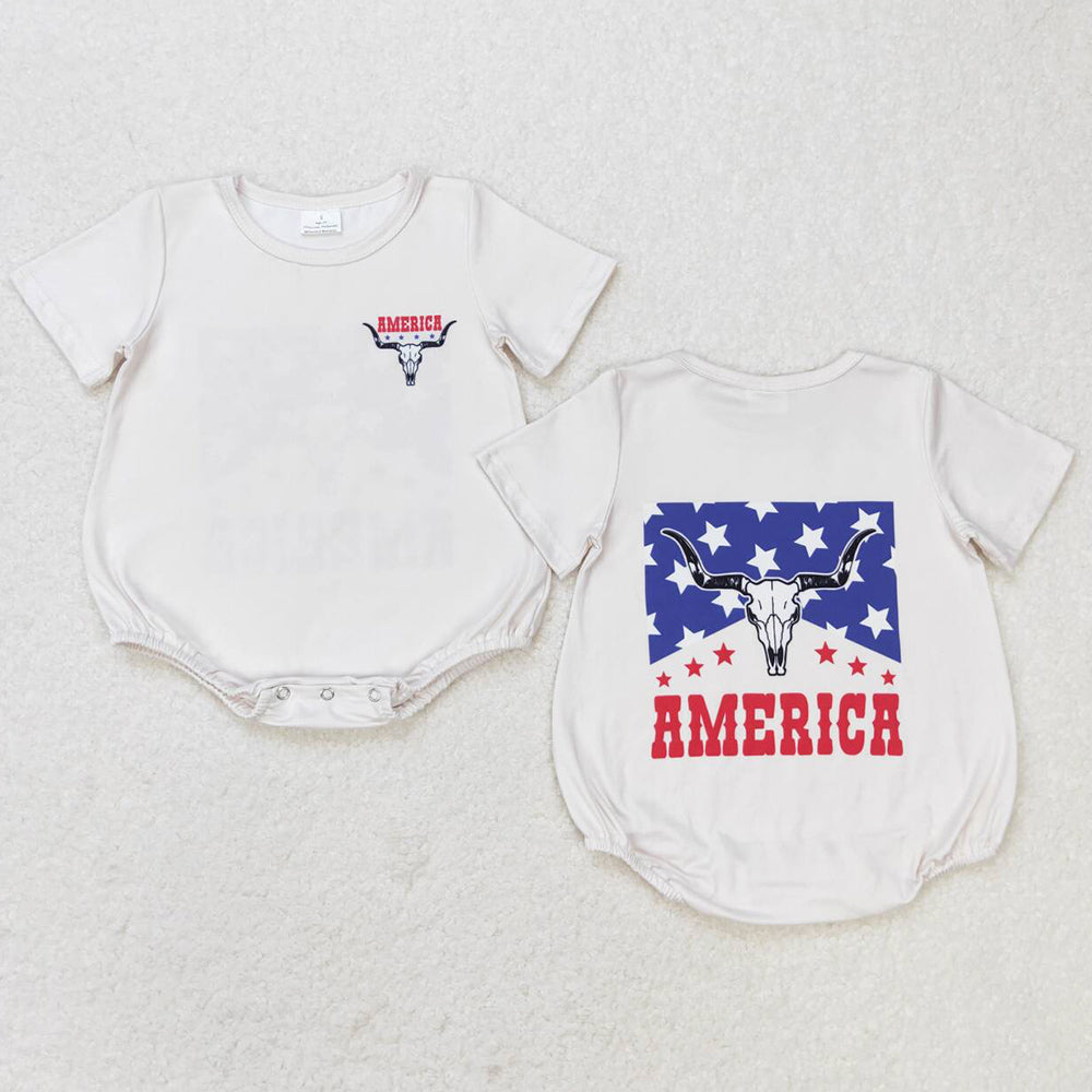 Baby Infant Boys Rompers Cow 4th Of July Short Sleeve Rompers SR0962