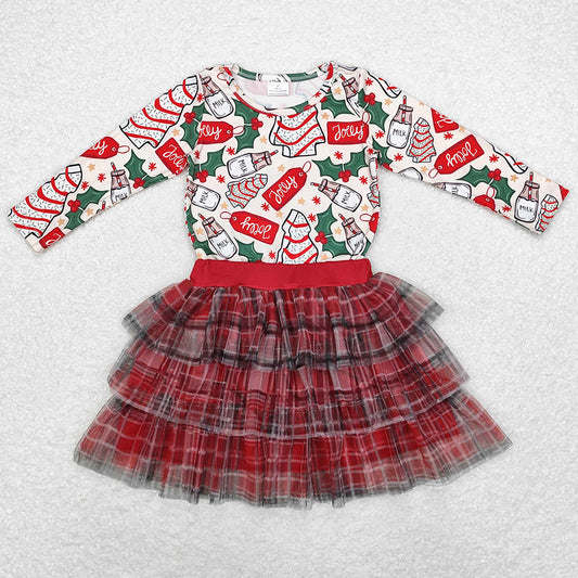 Baby Girls Clothes Christmas Cake Top Ruffle Skirt Sets GLD0883