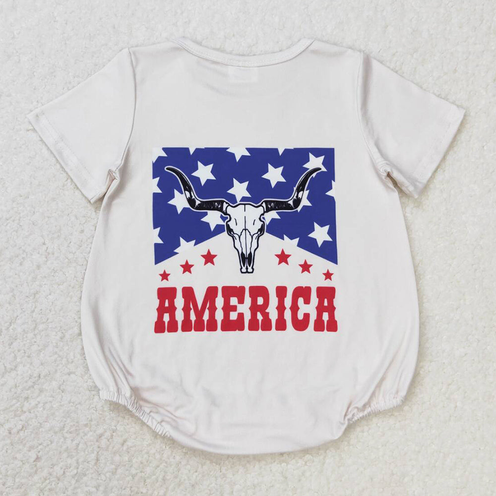 Baby Infant Boys Rompers Cow 4th Of July Short Sleeve Rompers SR0962