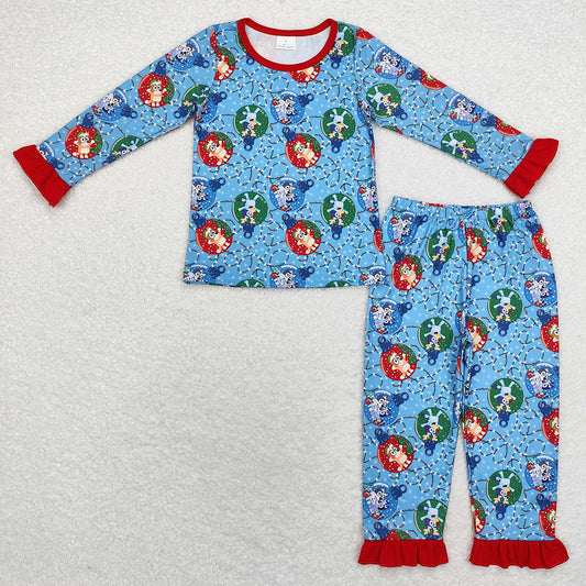 Baby Girls Pajamas Christmas Dogs Top Pants Pajamas Sets GLP1447