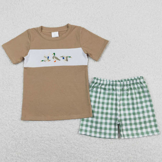 Baby Girls Clothes Duck Embroidery Short Sleeve Shorts Kids Sibling Clothing Boys Sets BSSO0608 GSSO0653