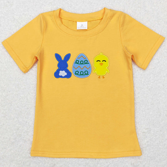 Baby Boys Clothes Top Easter Rabbit Embroidered Cotton Short Sleeve Shirt Tops