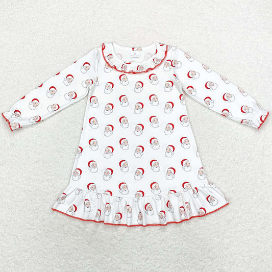 Baby Girls Dress Santa Claus Long Sleeve Ruffle Knee Length Gowns Dresses GLD0742