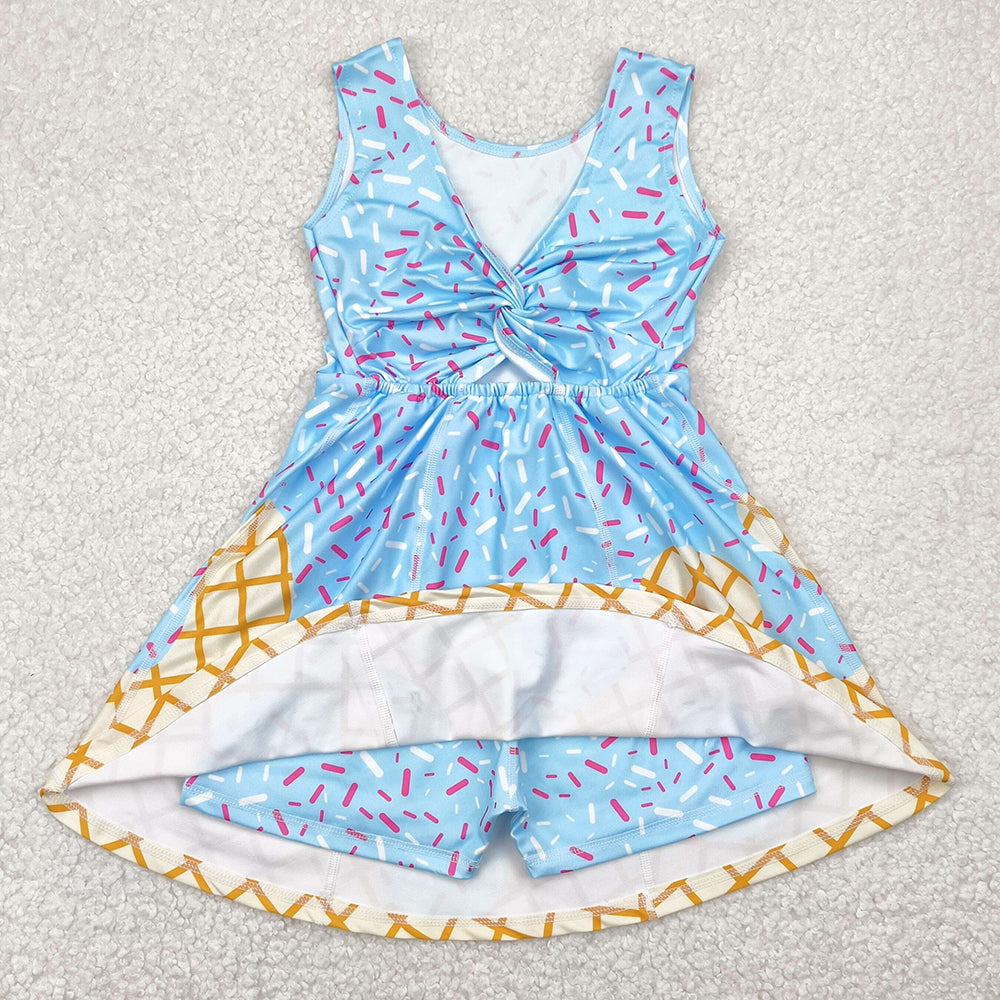 Baby Girls Dress Blue Ice-cream Drip Yoga Skort Knee Length Dresses GSD2380 5.1