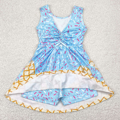 Baby Girls Dress Blue Ice-cream Drip Yoga Skort Knee Length Dresses GSD2380 5.1