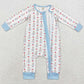 Baby Infant Boys Rompers Blue Christmas Zip Bamboo Rompers LR1184