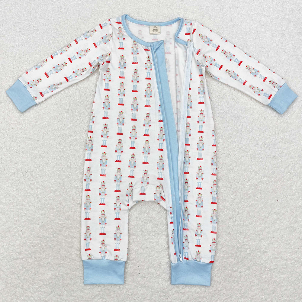 Baby Infant Boys Rompers Blue Christmas Zip Bamboo Rompers LR1184