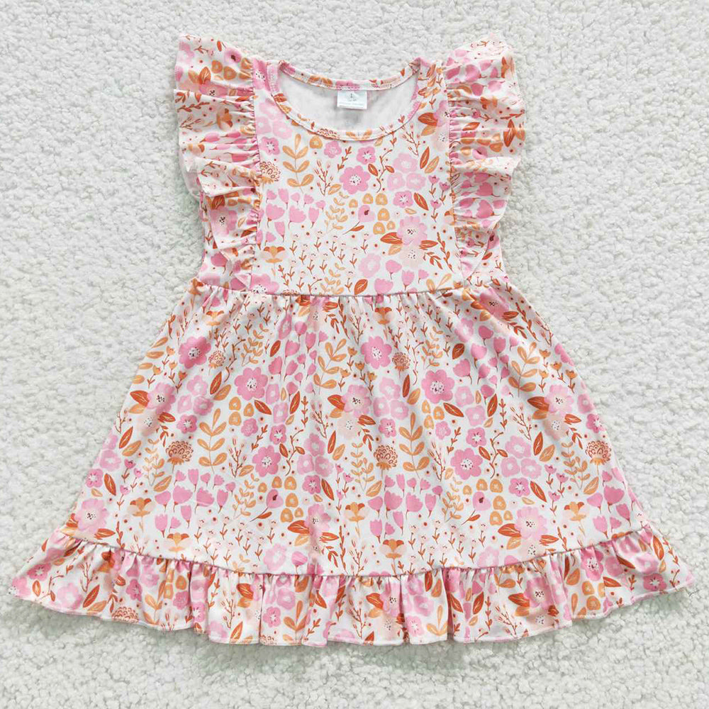 Summer Baby Girls Dress Flowers Ruffle Knee Length Dresses GSD0361