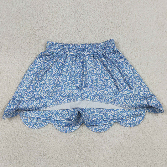 Baby Girls Skirts Blue Small Flowers Scallop Skirt Shorts Bottom GLK0239