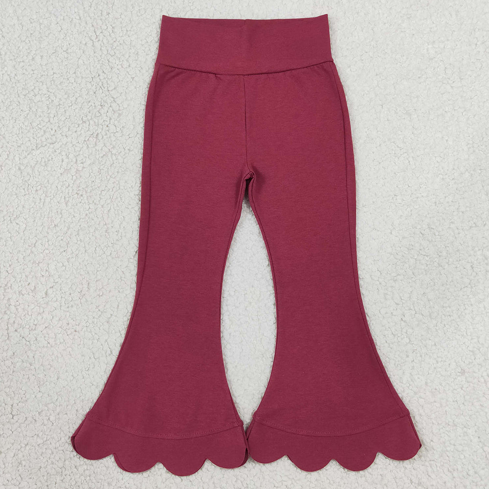 Baby Girls Pants Maroon Scallop Flare Pants Bottom P1079