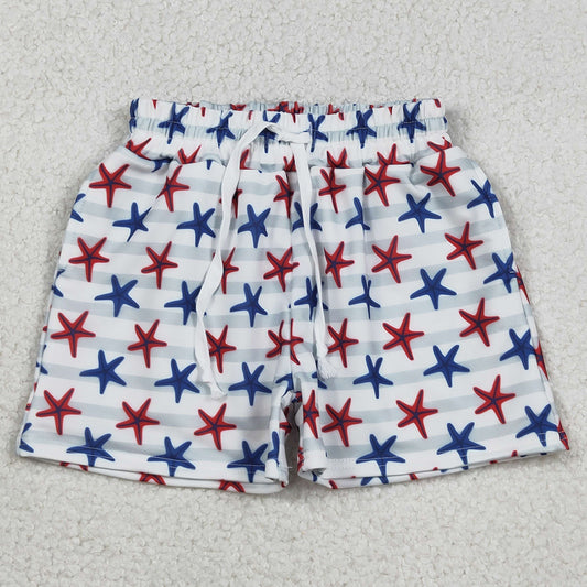 Baby Boys Swim Trunks Sea World Red Blue Starfishes Swimming Trunks Bottom S0588 12.10