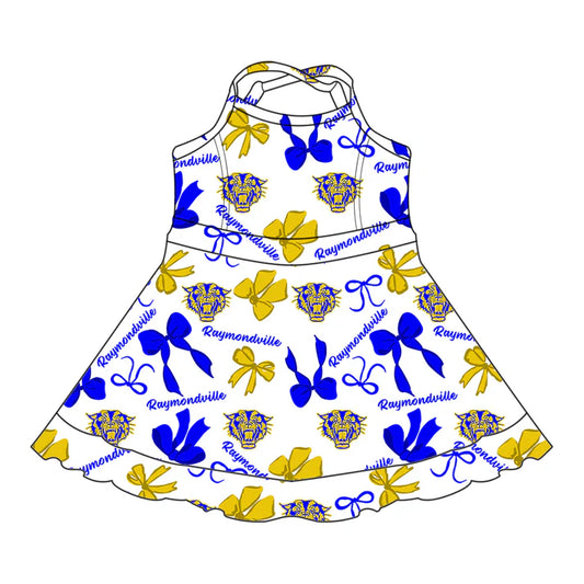 Preorder (moq 5)Baby Girls Strap Raymondville Bows Plaid Shorts Ruffle Team Knee Length Dresses 6.30