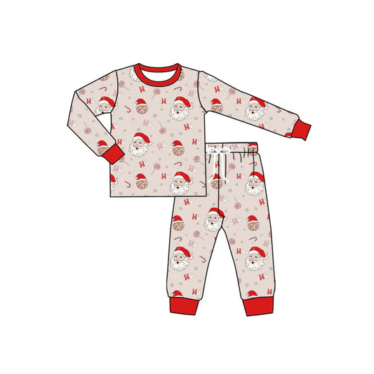 Preorder (moq 5)Baby Boys Red Long Sleeves Santa Candy Top Pant Pajamas Set 5.19