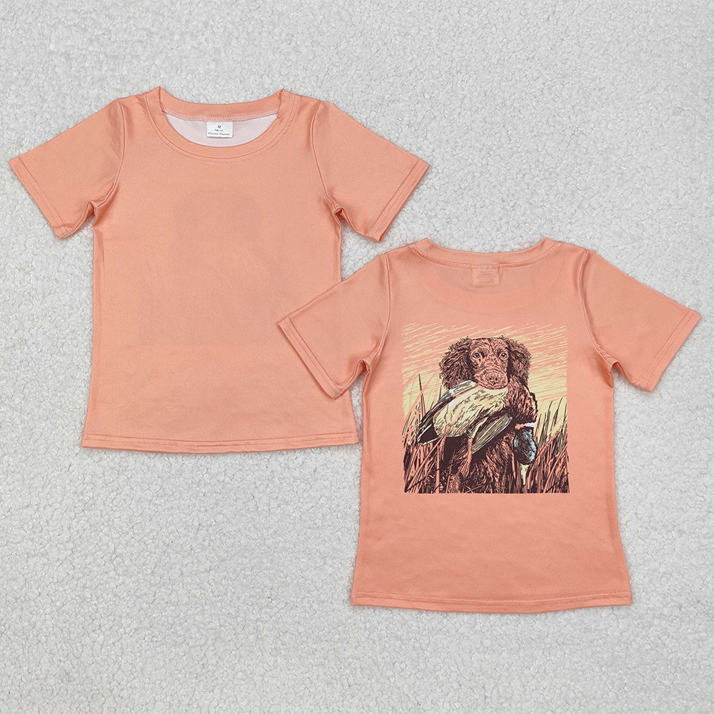 Baby Boys T-shirts Orange Dog Duck Hunting Tee Shirts Tops BT1084