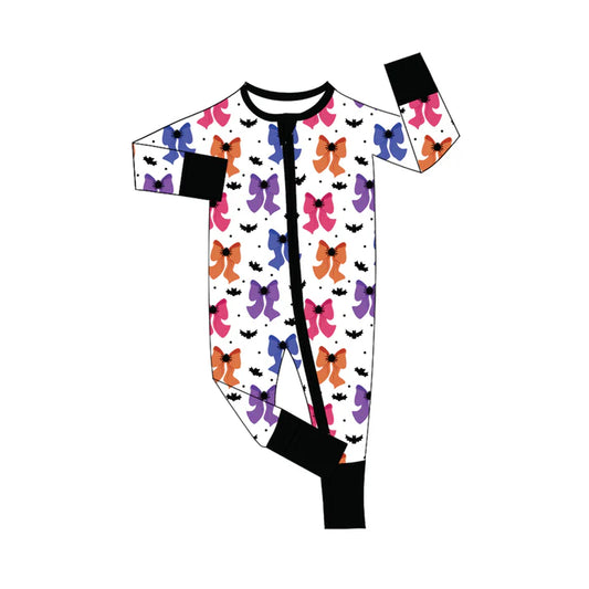 Preorder (moq 5)Baby Boys Long Sleeves Colorful Bows Bats Zipper Pant Rompers 6.13
