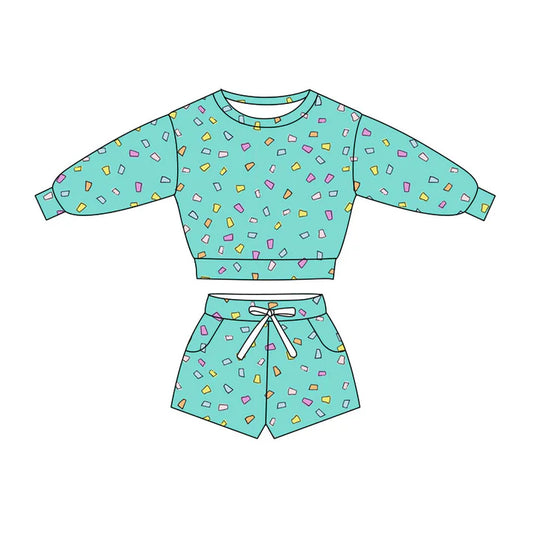 Preorder(moq 5) Baby Boys Green Candy Plaid Long Sleeve Pockets Shorts Clothes Sets 10.27